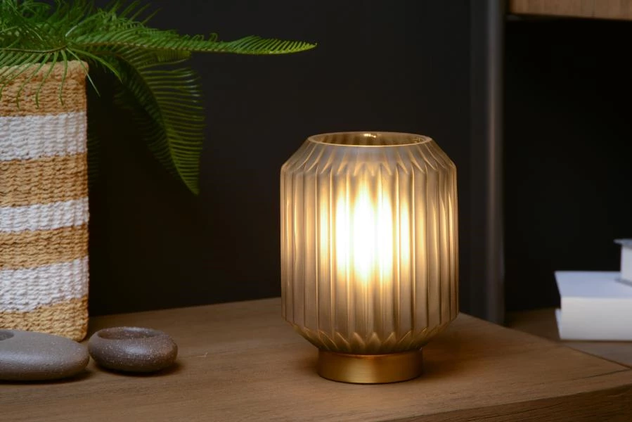 Lucide SUENO - Lampe de table - Ø 13 cm - 1xE14 - Gris - ambiance 1